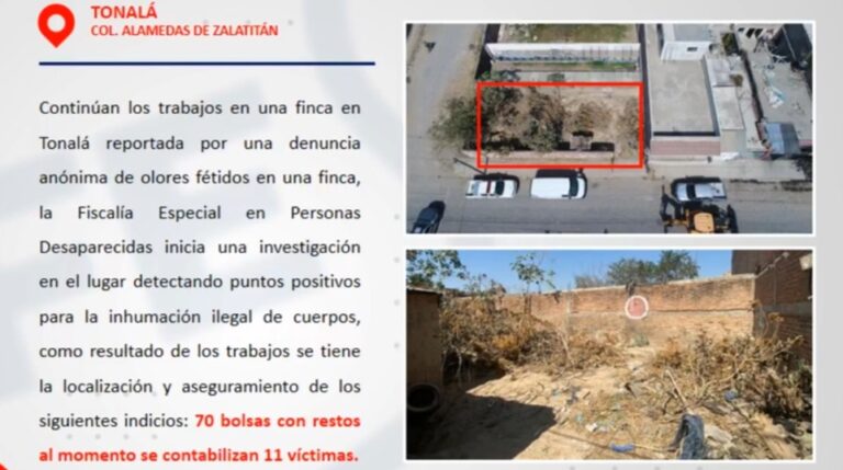 Encuentran al menos 70 bolsas con restos humanos en una finca de Jalisco
