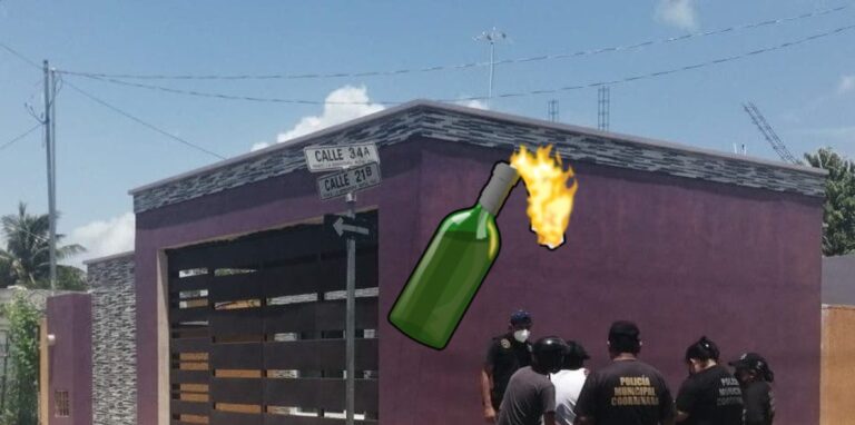 Lanzan bomba molotov a un predio de Motul