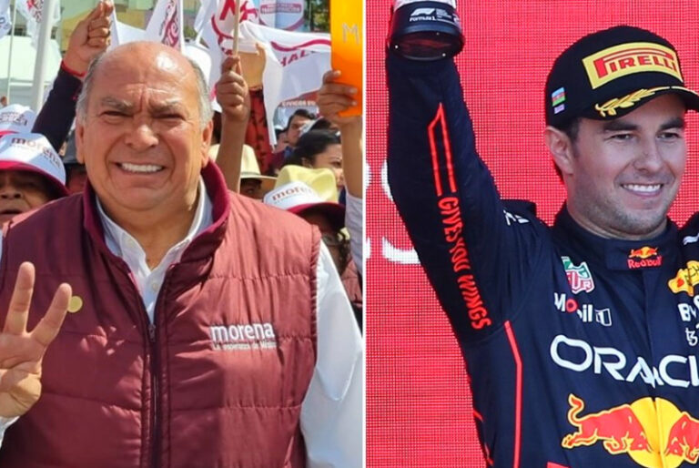 Papá de Checo Pérez aparece en mitin de Morena, mientras su hijo festeja logro en Fórmula 1